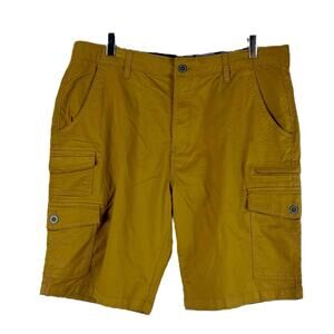 Iron Co Men’s Twill Cargo Shorts Desert Camel Pockets Stretch Comfort Size 36